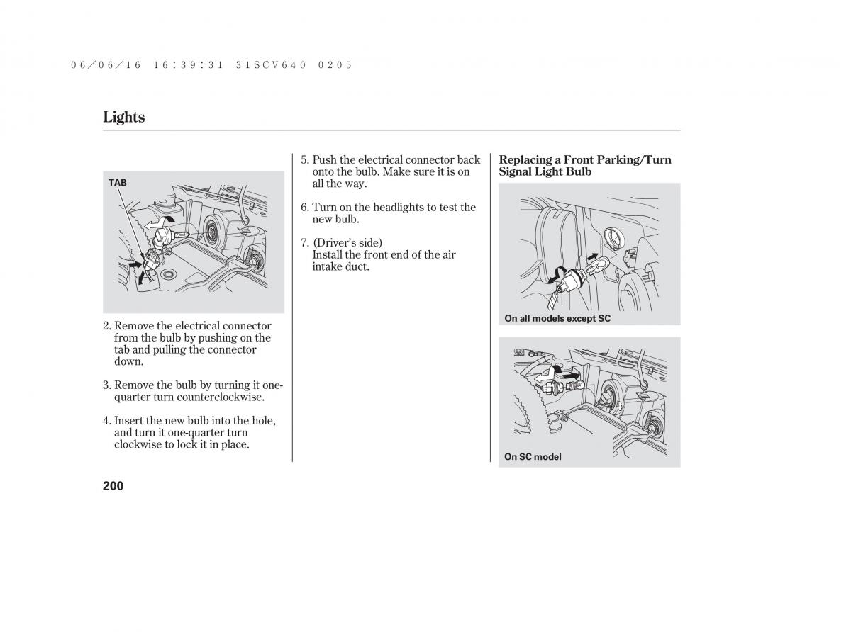 Honda Element owners manual / page 206