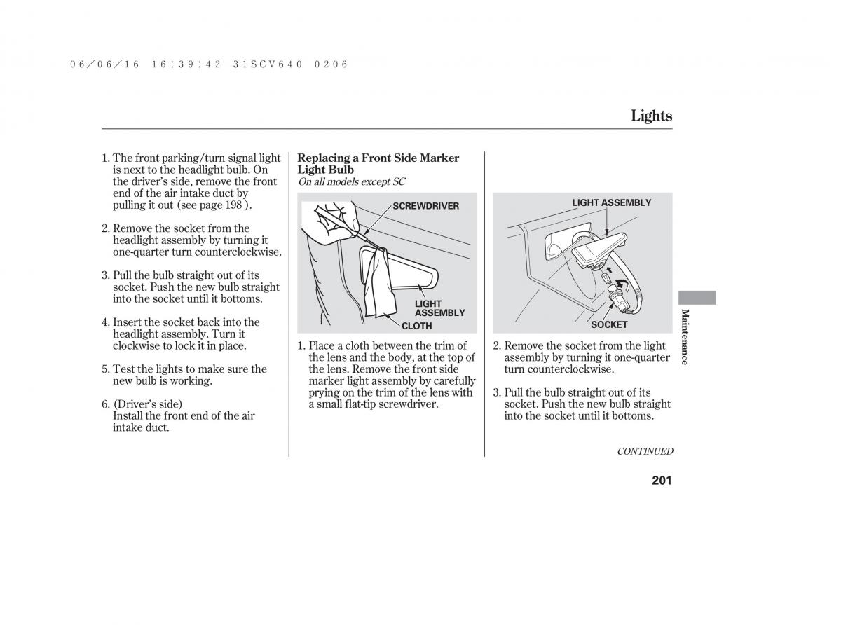 Honda Element owners manual / page 207