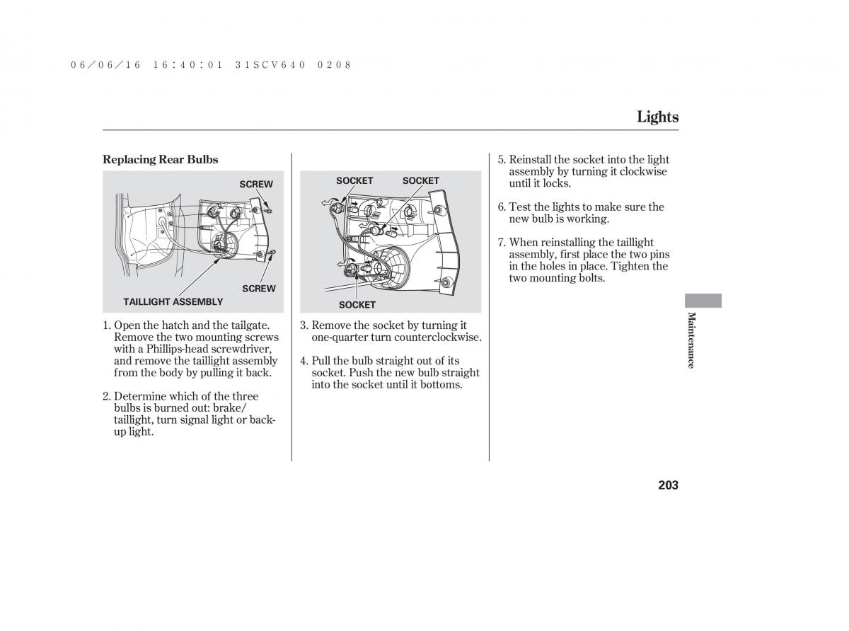 Honda Element owners manual / page 209