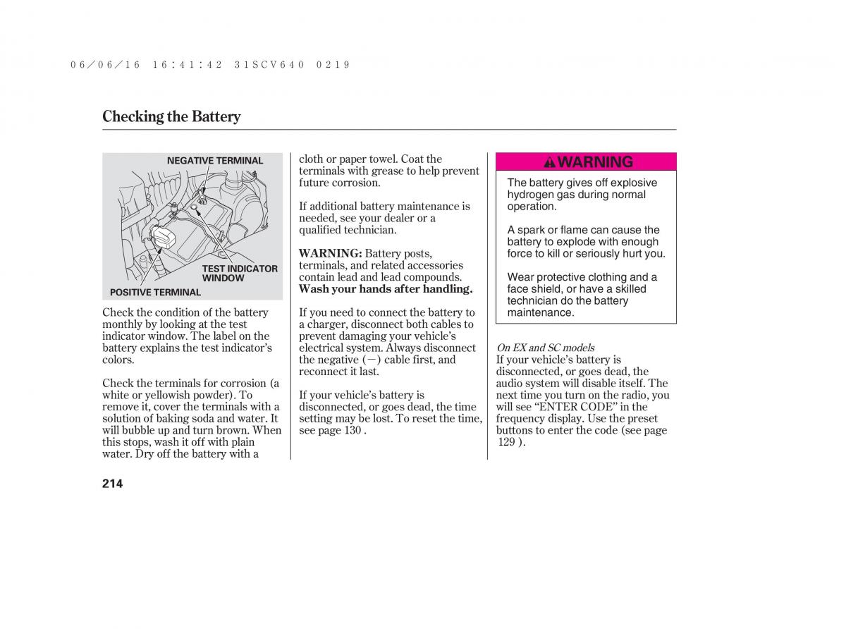 Honda Element owners manual / page 220