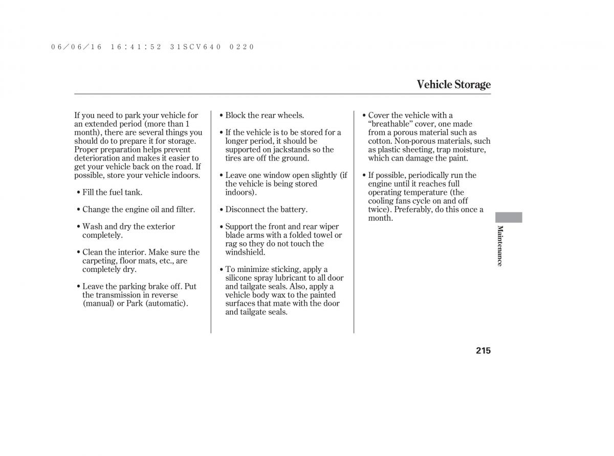 Honda Element owners manual / page 221