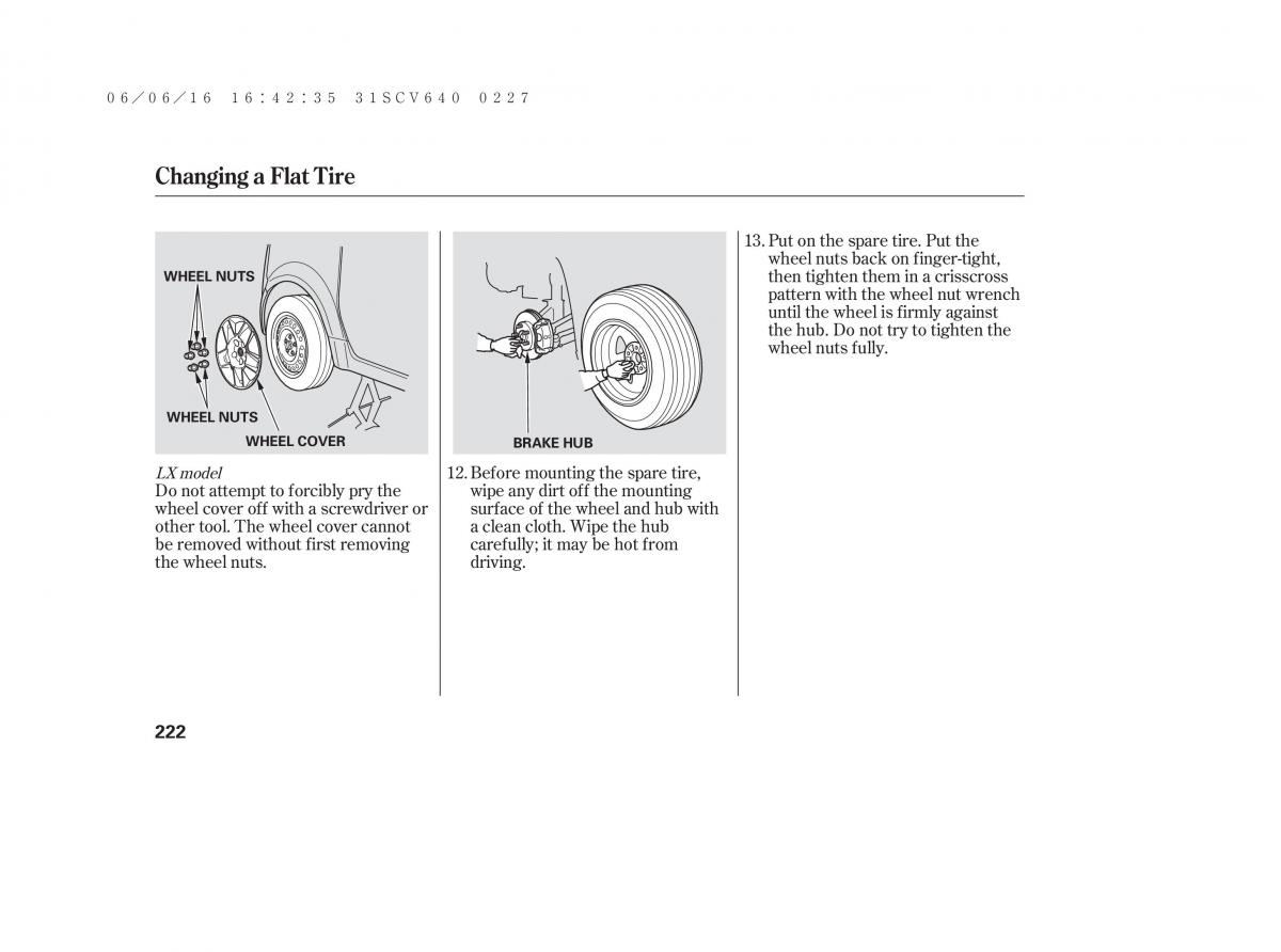 Honda Element owners manual / page 228