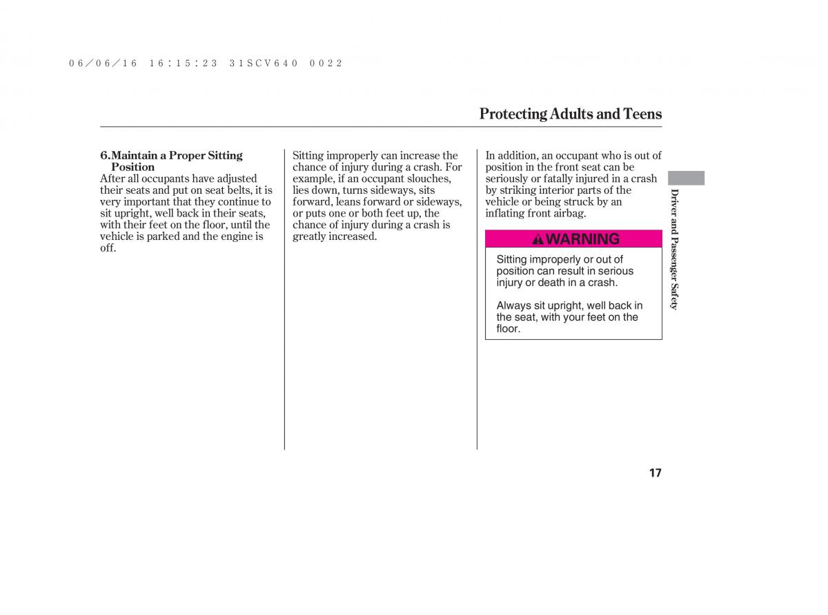 Honda Element owners manual / page 23