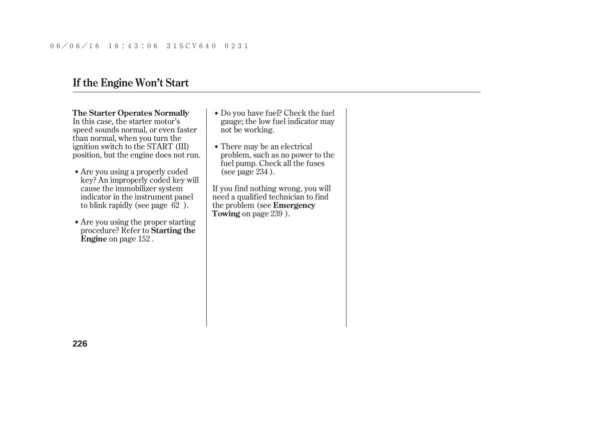 Honda Element owners manual / page 232