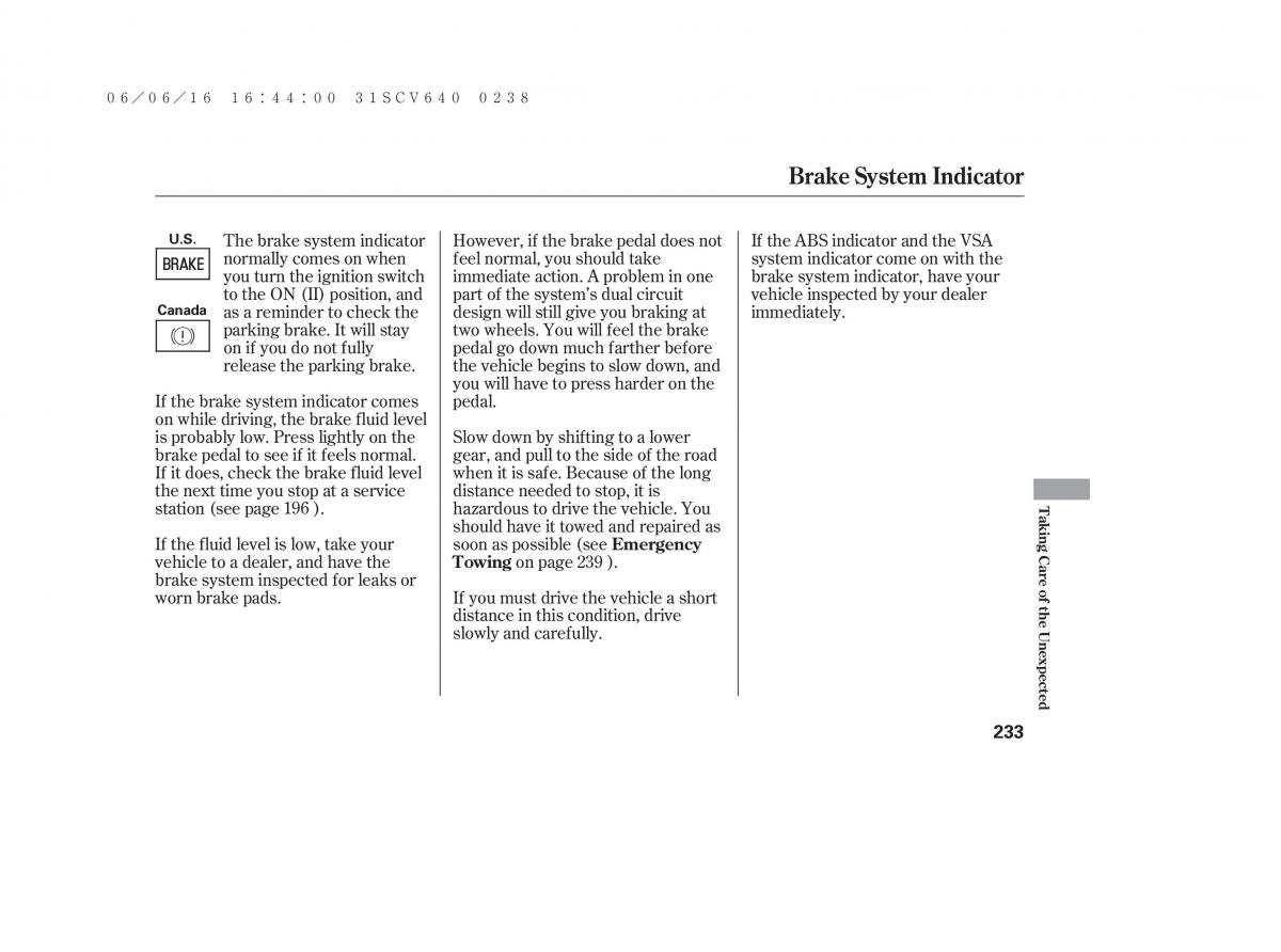 Honda Element owners manual / page 239