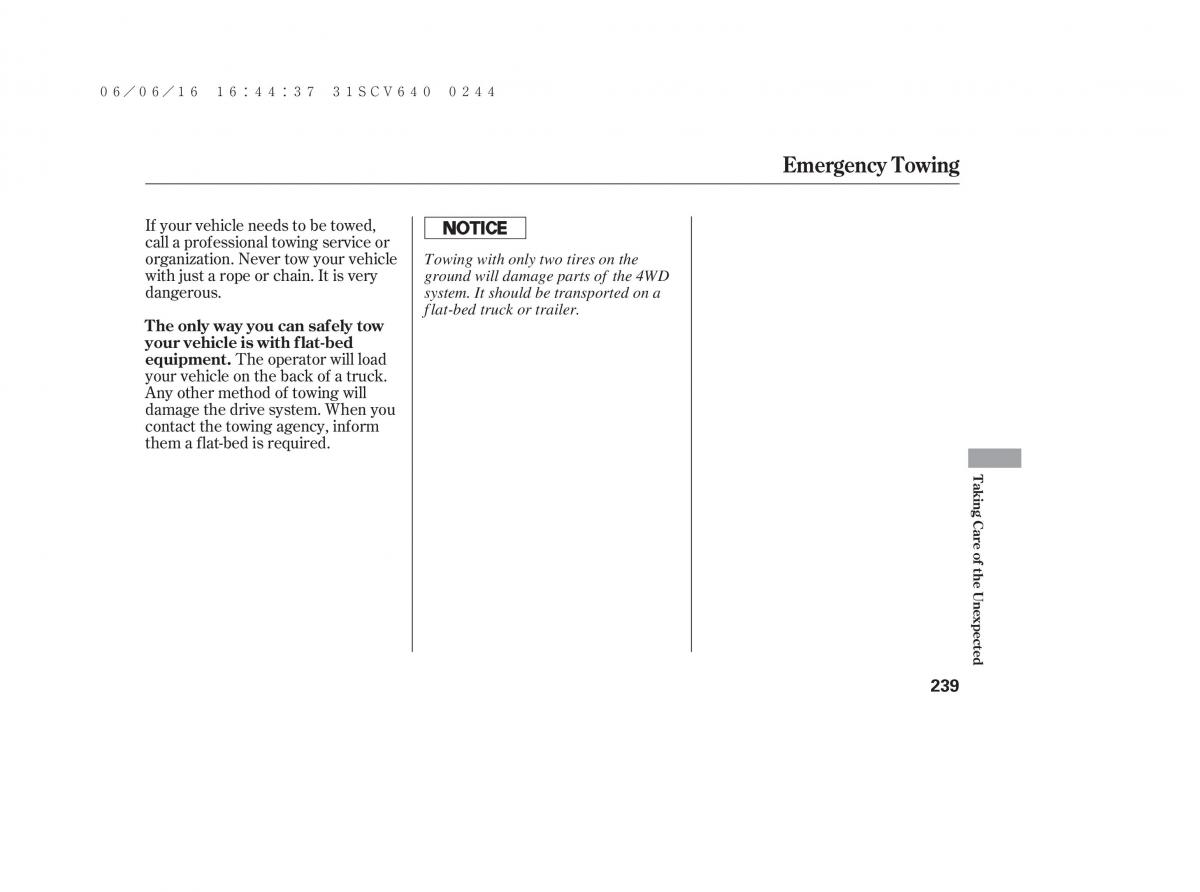 Honda Element owners manual / page 245