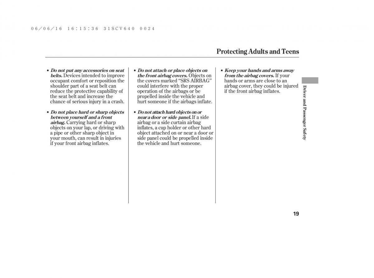 Honda Element owners manual / page 25