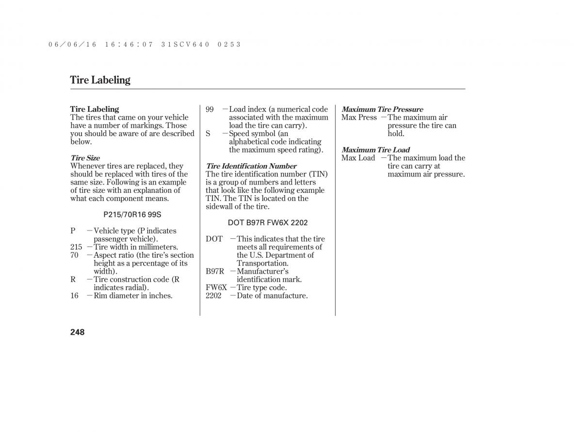 Honda Element owners manual / page 254