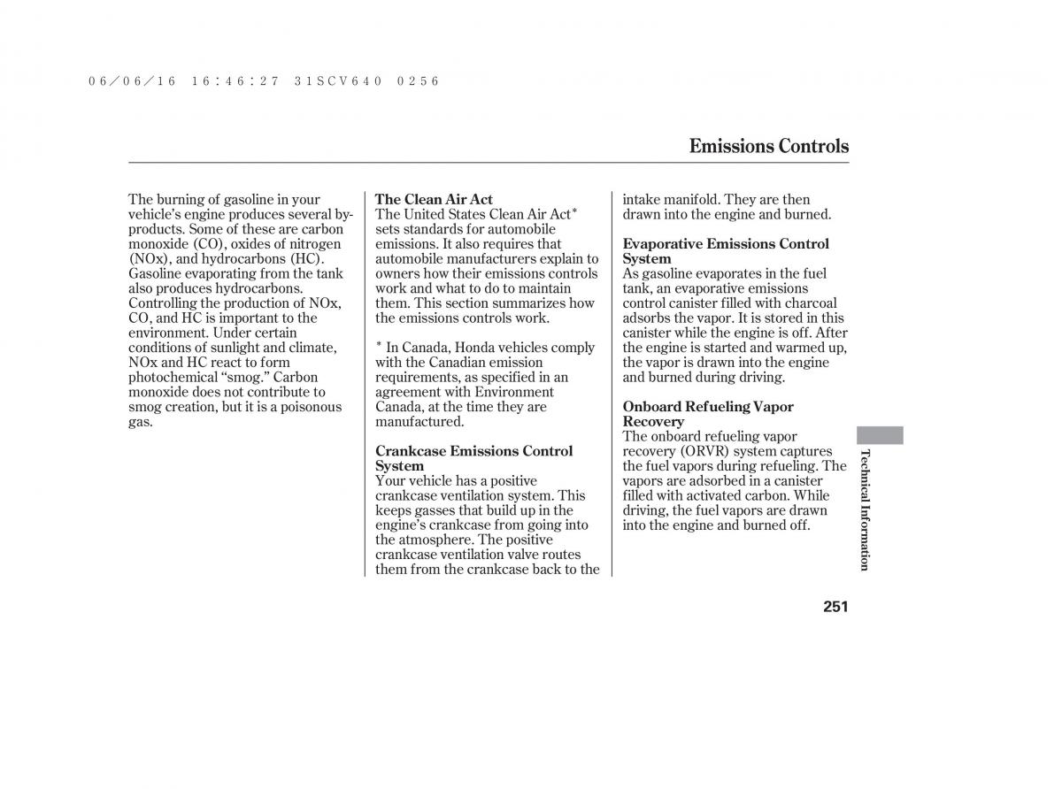 Honda Element owners manual / page 257