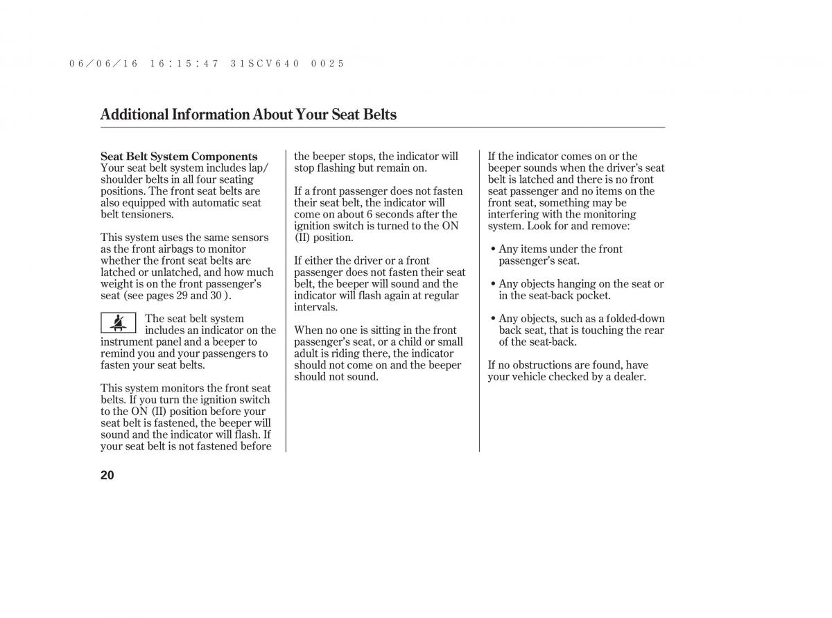 Honda Element owners manual / page 26