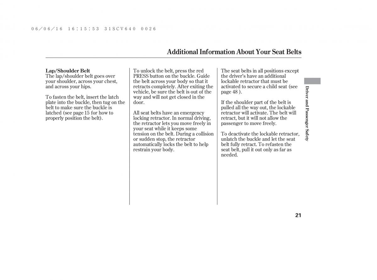 Honda Element owners manual / page 27