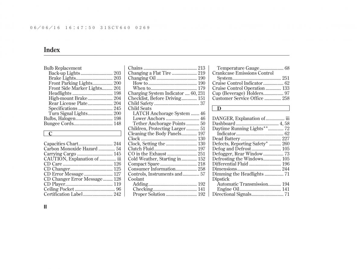 Honda Element owners manual / page 270