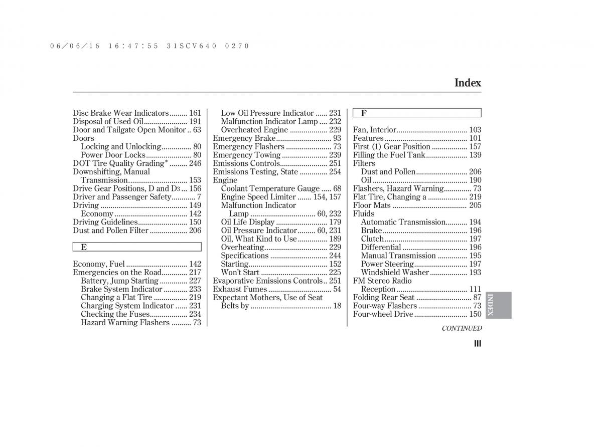 Honda Element owners manual / page 271