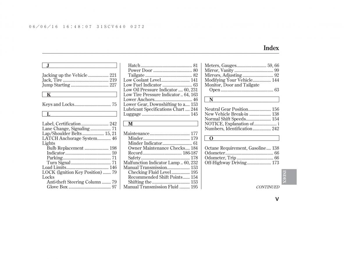 Honda Element owners manual / page 273