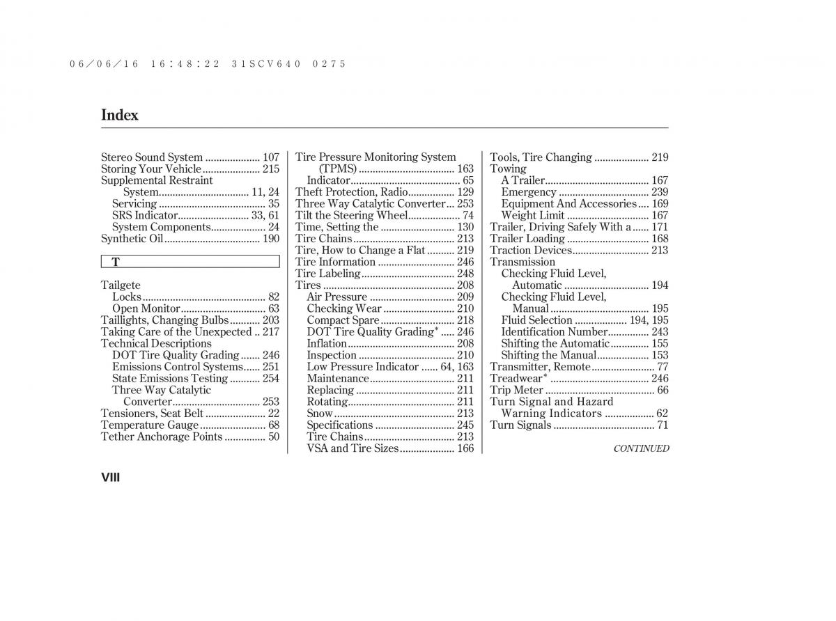 Honda Element owners manual / page 276