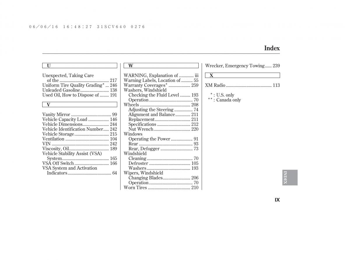 Honda Element owners manual / page 277