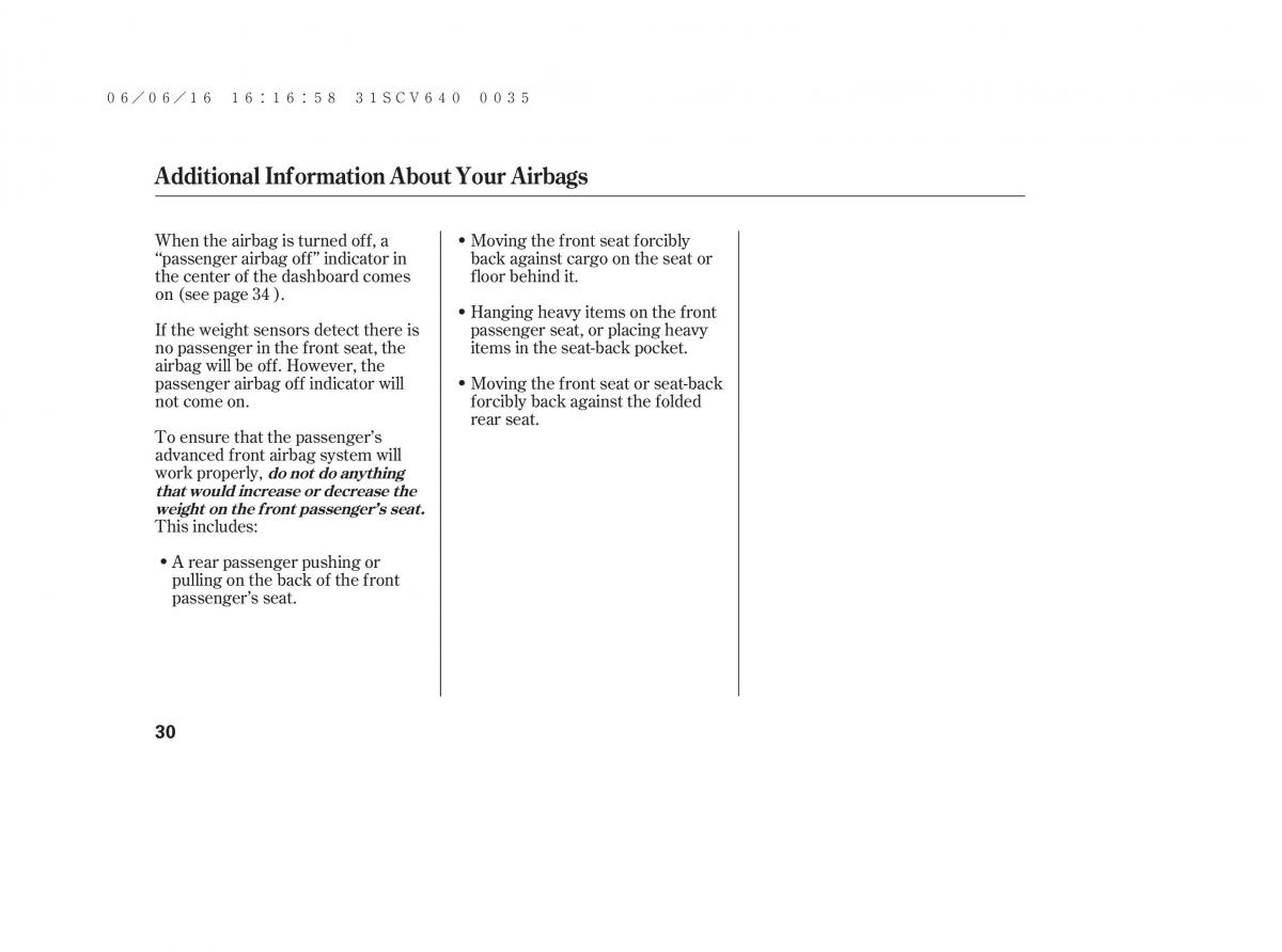 Honda Element owners manual / page 36