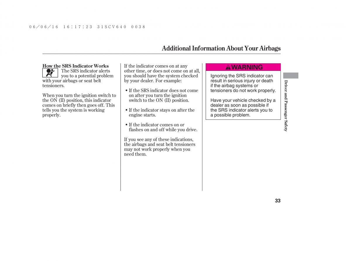 Honda Element owners manual / page 39