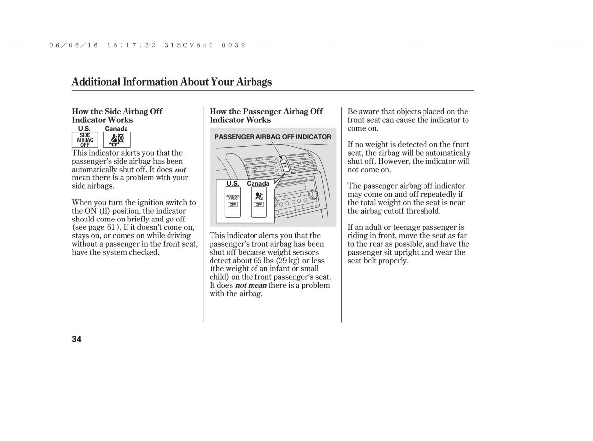 Honda Element owners manual / page 40