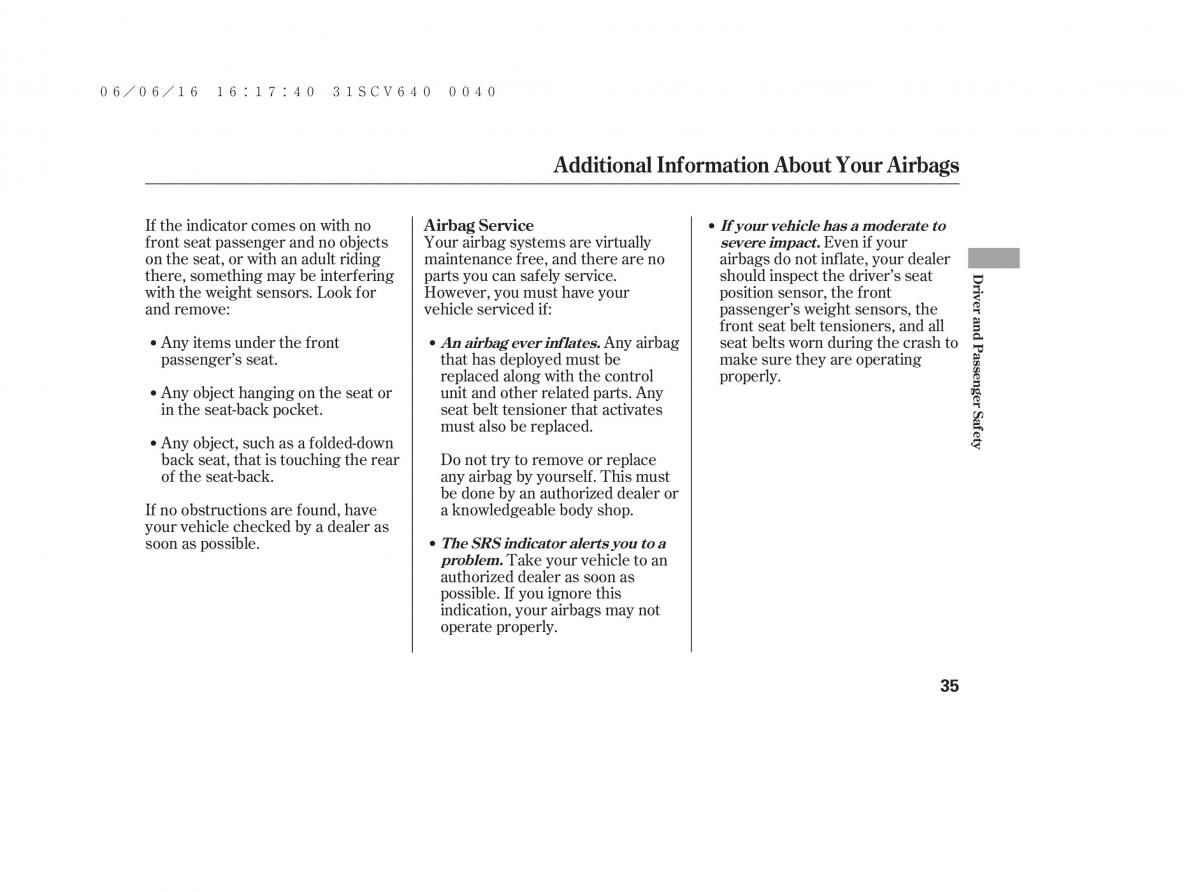 Honda Element owners manual / page 41