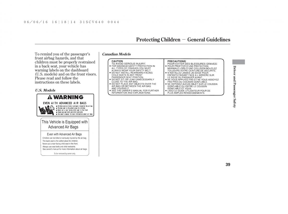 Honda Element owners manual / page 45