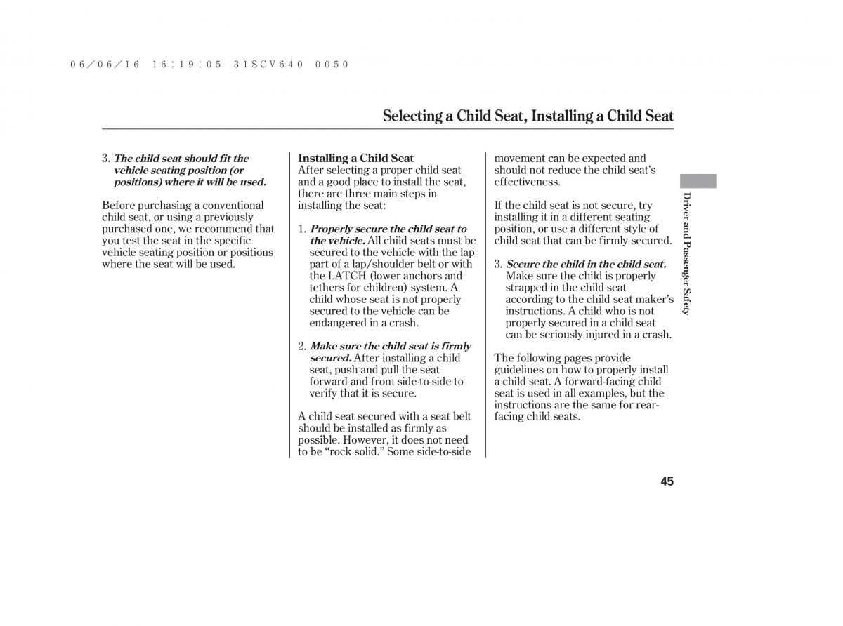 Honda Element owners manual / page 51