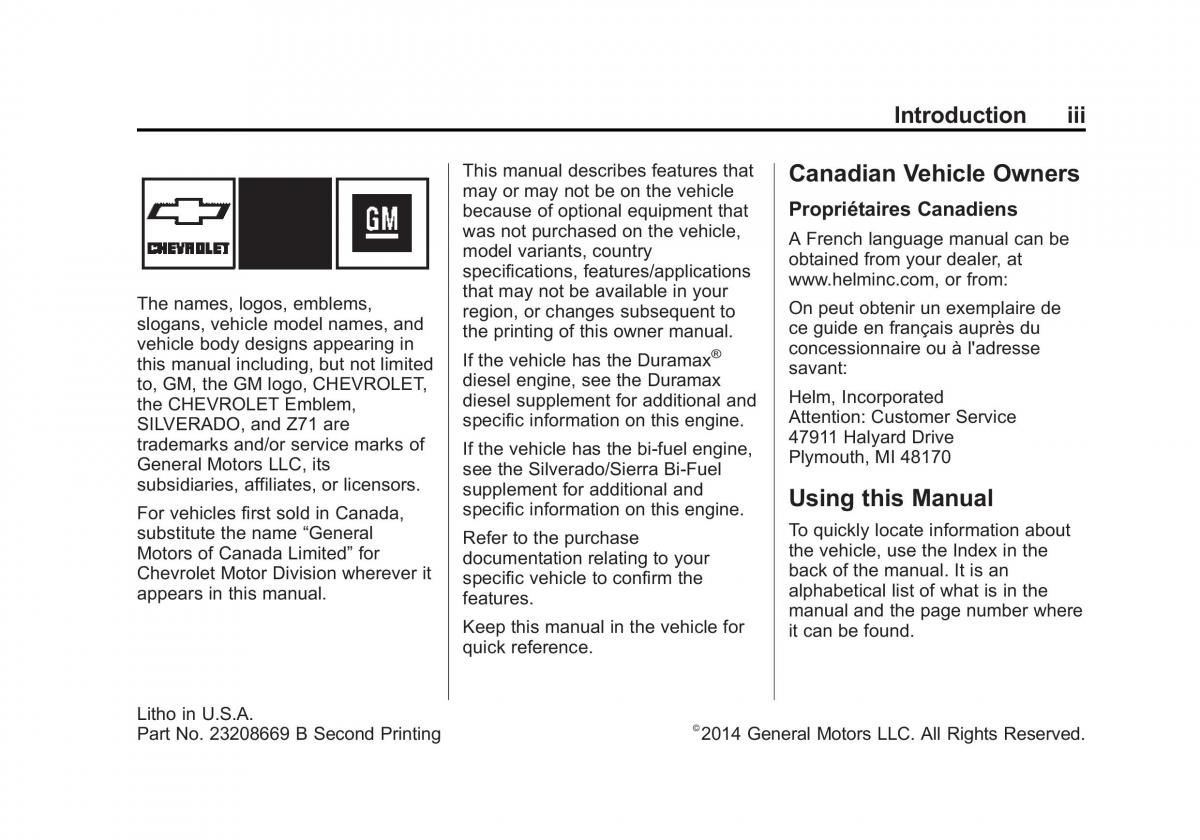 Chevrolet Silverado III 3 owners manual / page 4