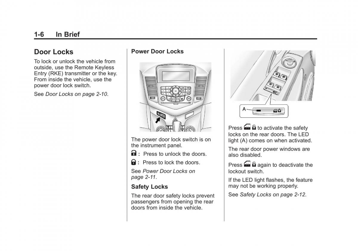 Chevrolet Cruze owners manuals / page 12