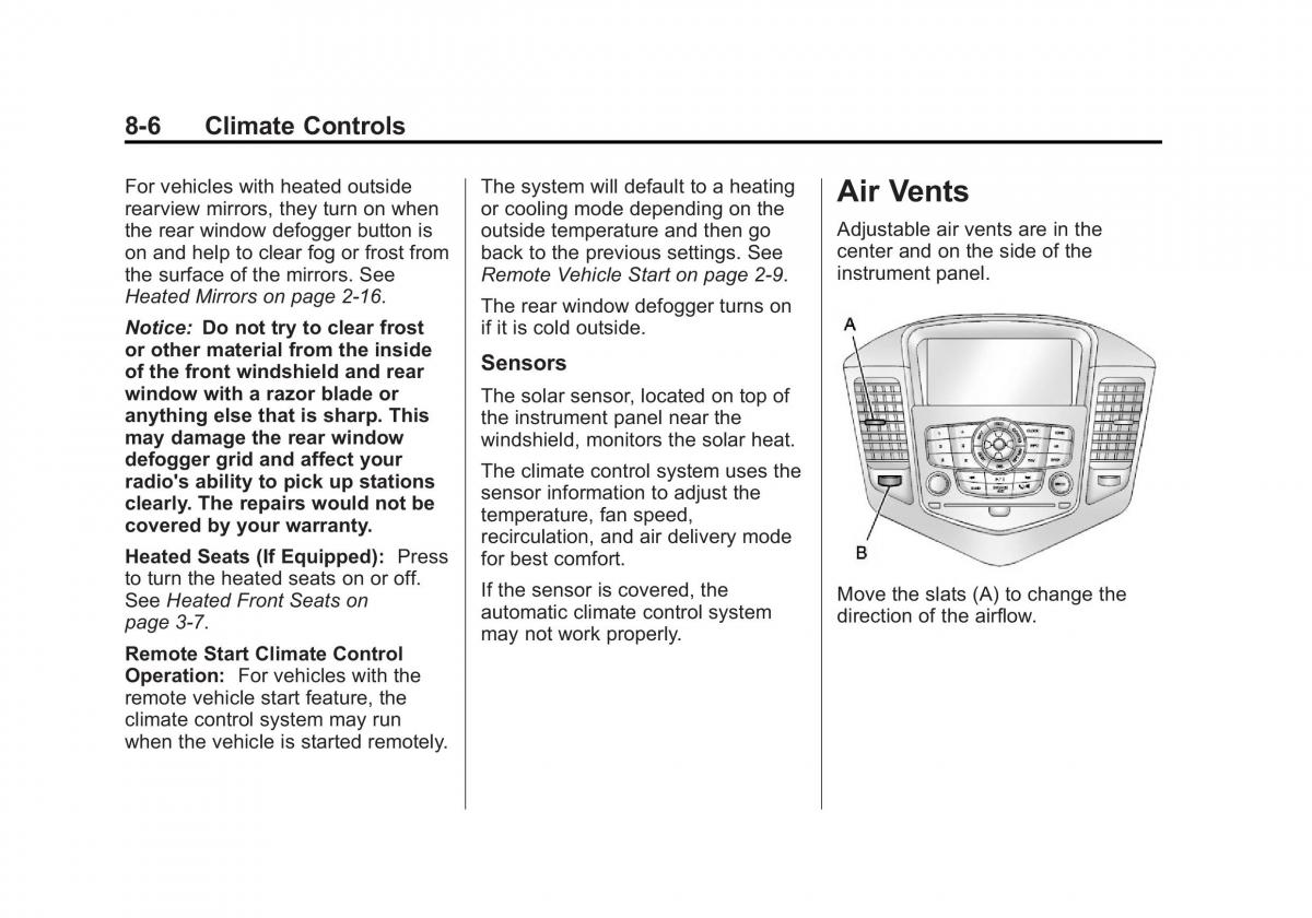 Chevrolet Cruze owners manuals / page 196