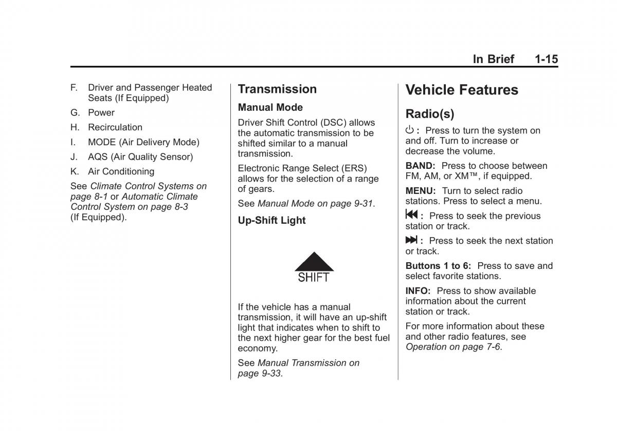 Chevrolet Cruze owners manuals / page 21