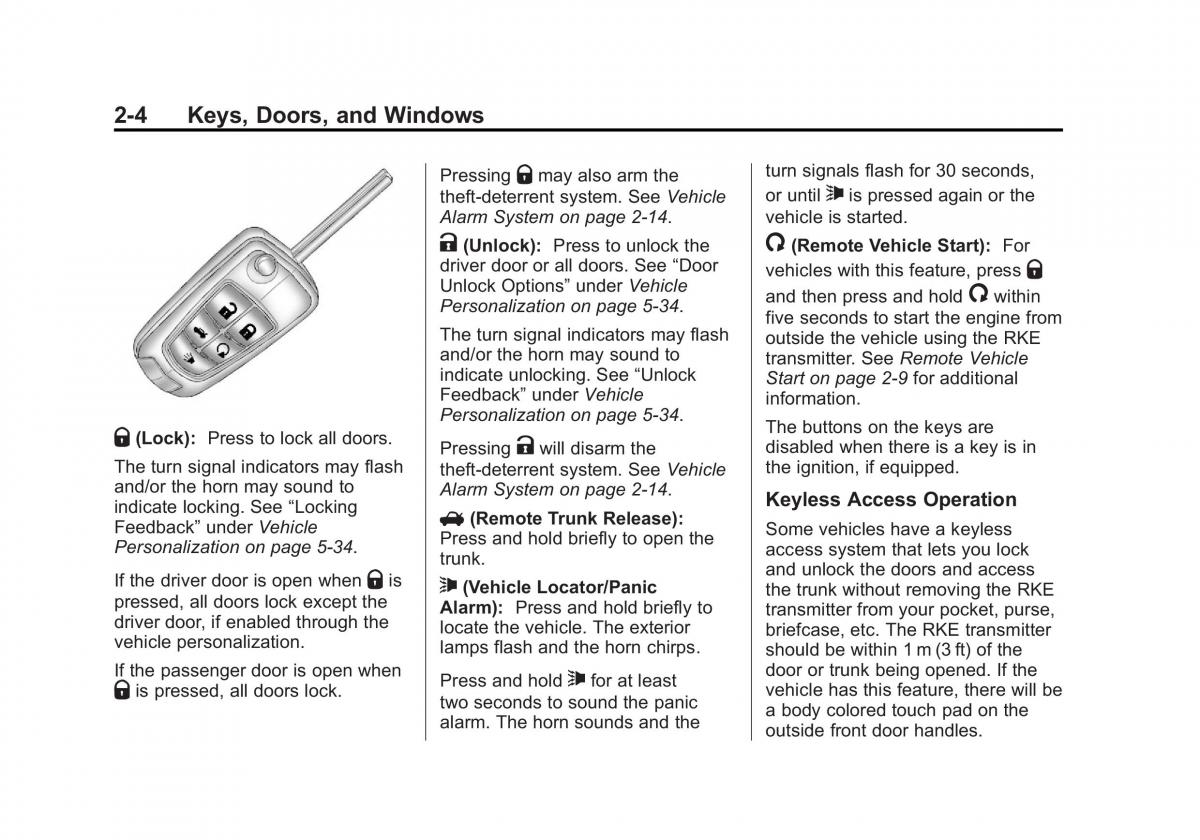 Chevrolet Cruze owners manuals / page 34