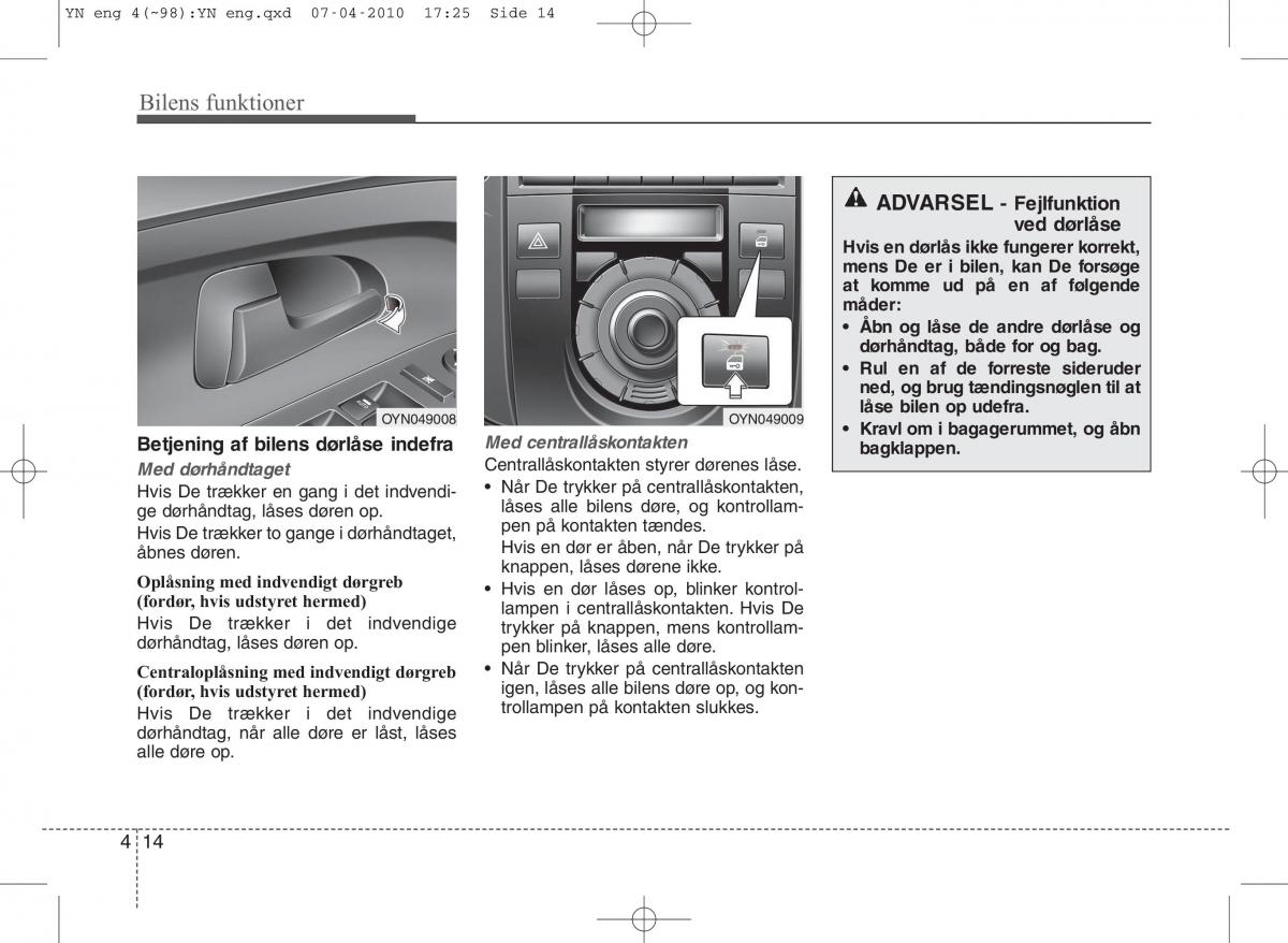 Kia Venga ejere handbog / page 88