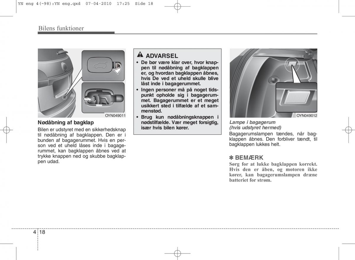 Kia Venga ejere handbog / page 92