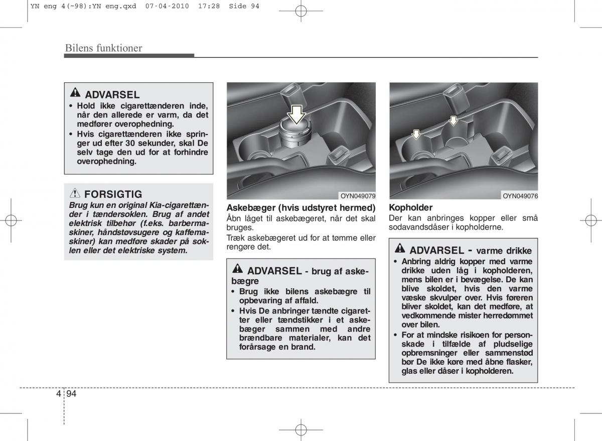 Kia Venga ejere handbog / page 168