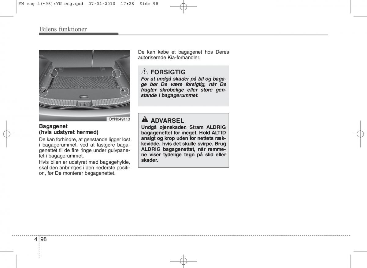 Kia Venga ejere handbog / page 172