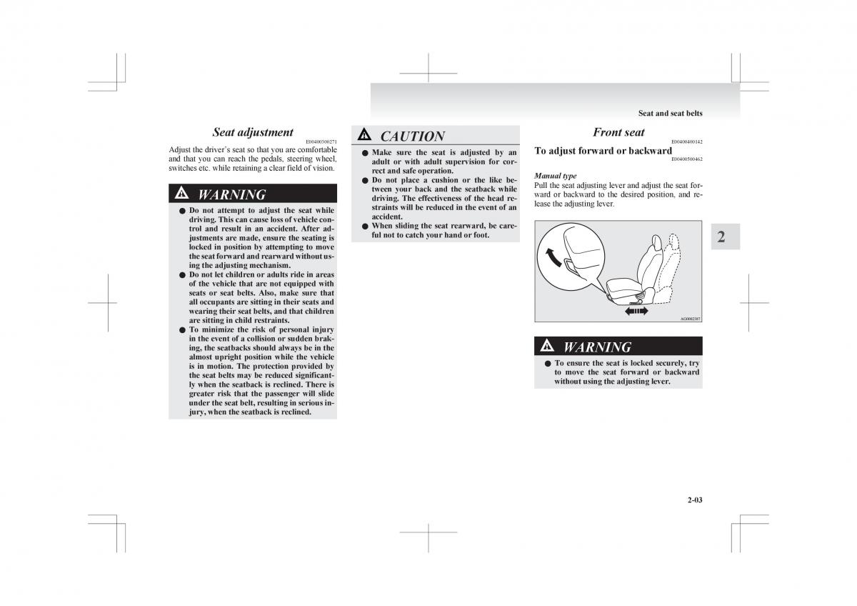 Mitsubishi ASX RVR owners manual / page 61