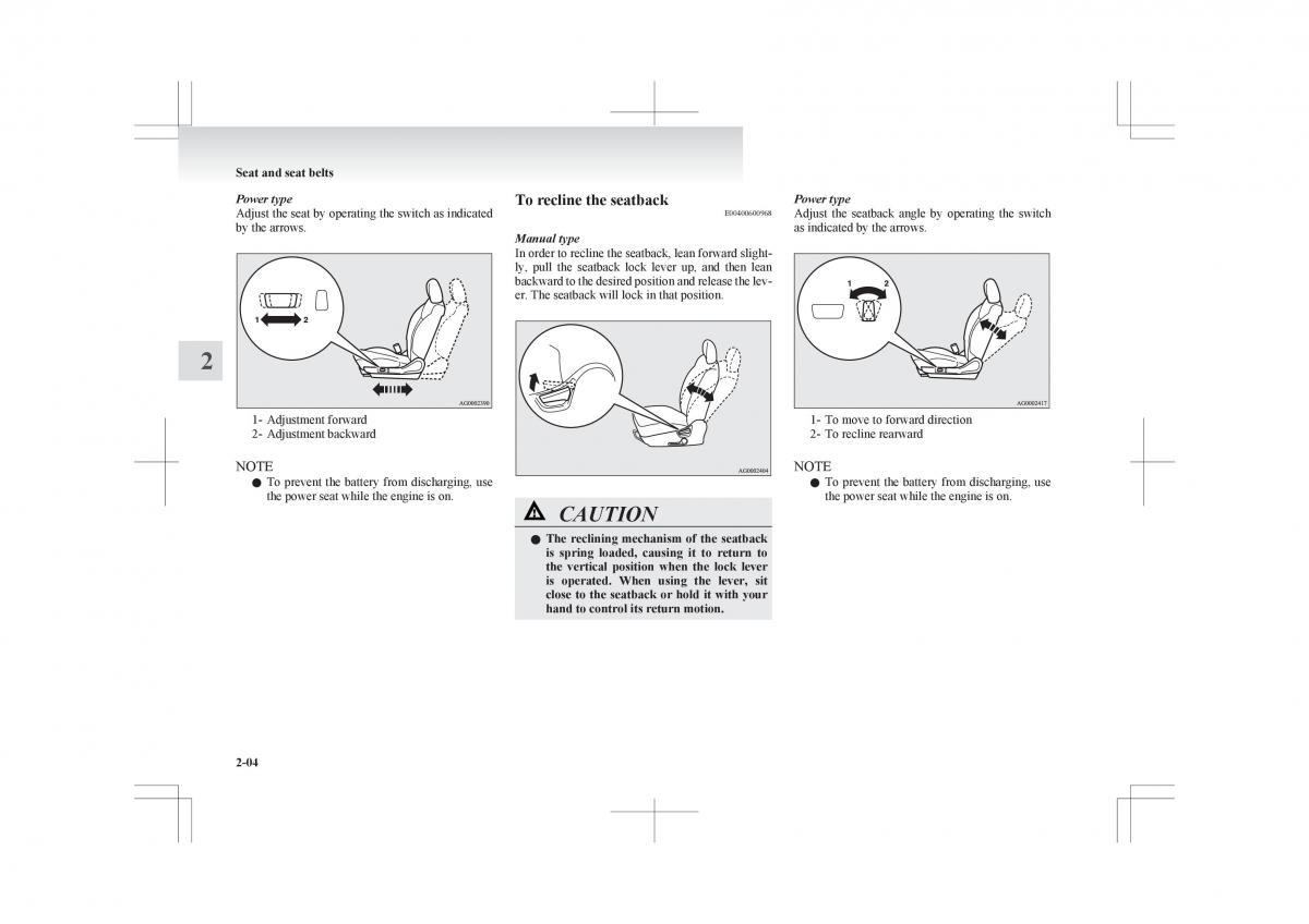 Mitsubishi ASX RVR owners manual / page 62