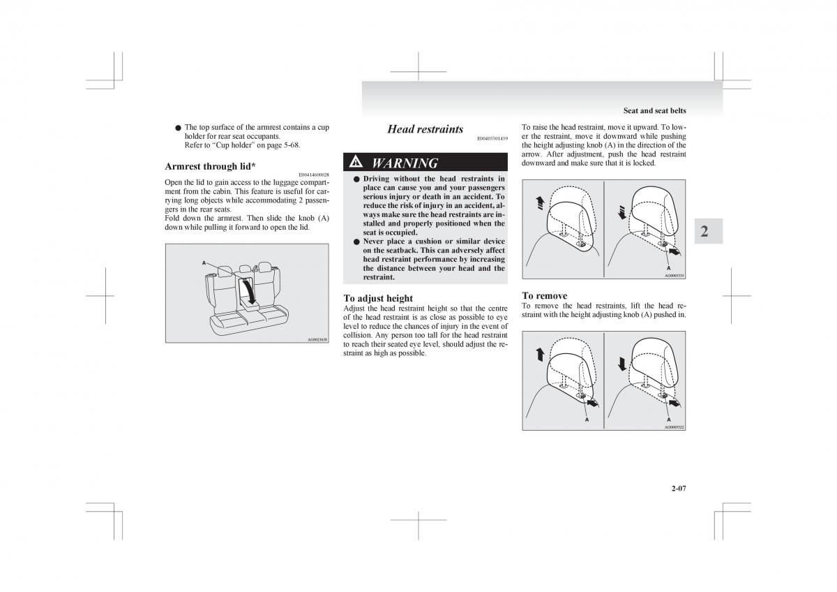 Mitsubishi ASX RVR owners manual / page 65