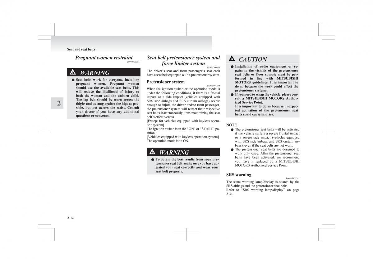 Mitsubishi ASX RVR owners manual / page 72