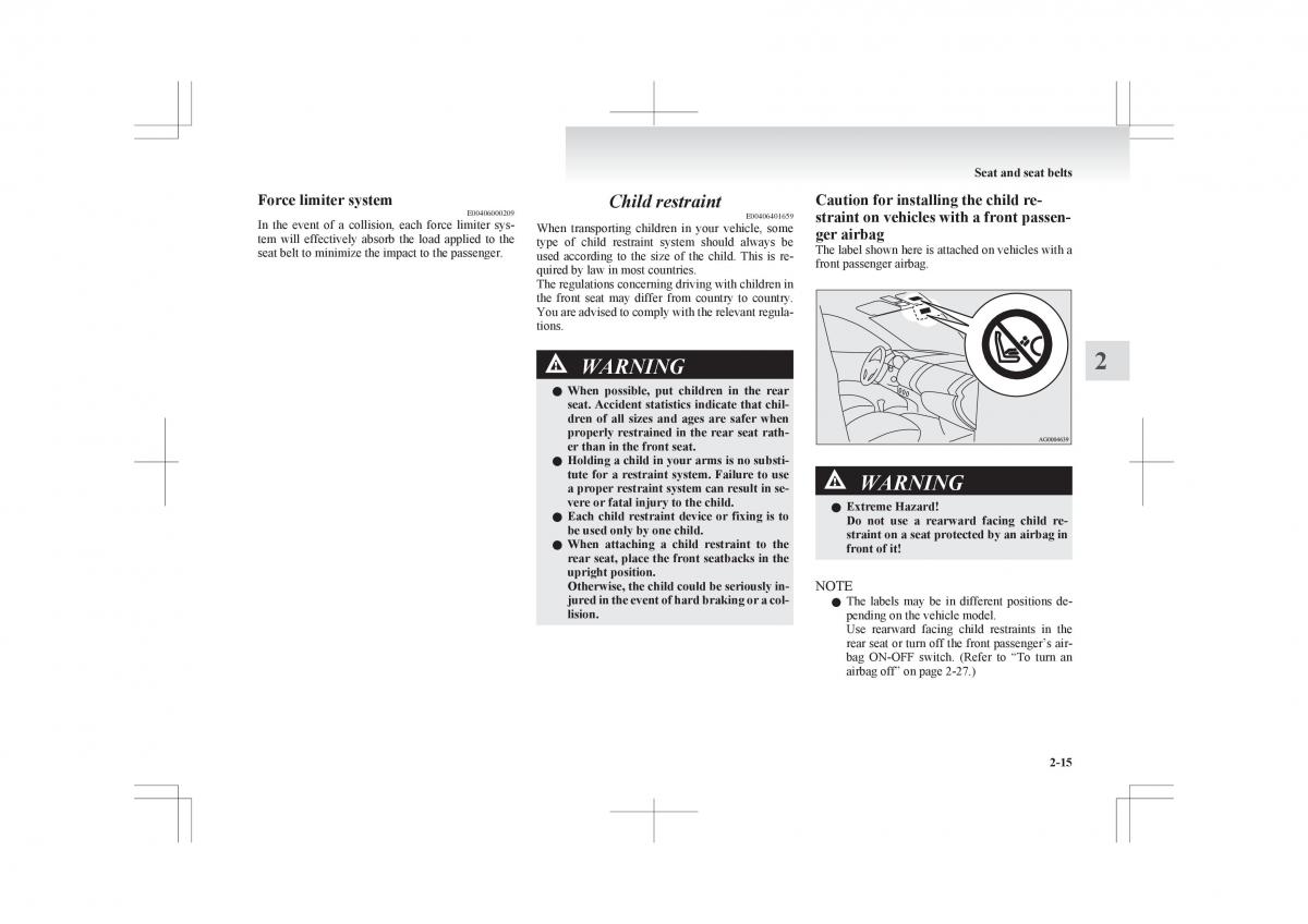 Mitsubishi ASX RVR owners manual / page 73