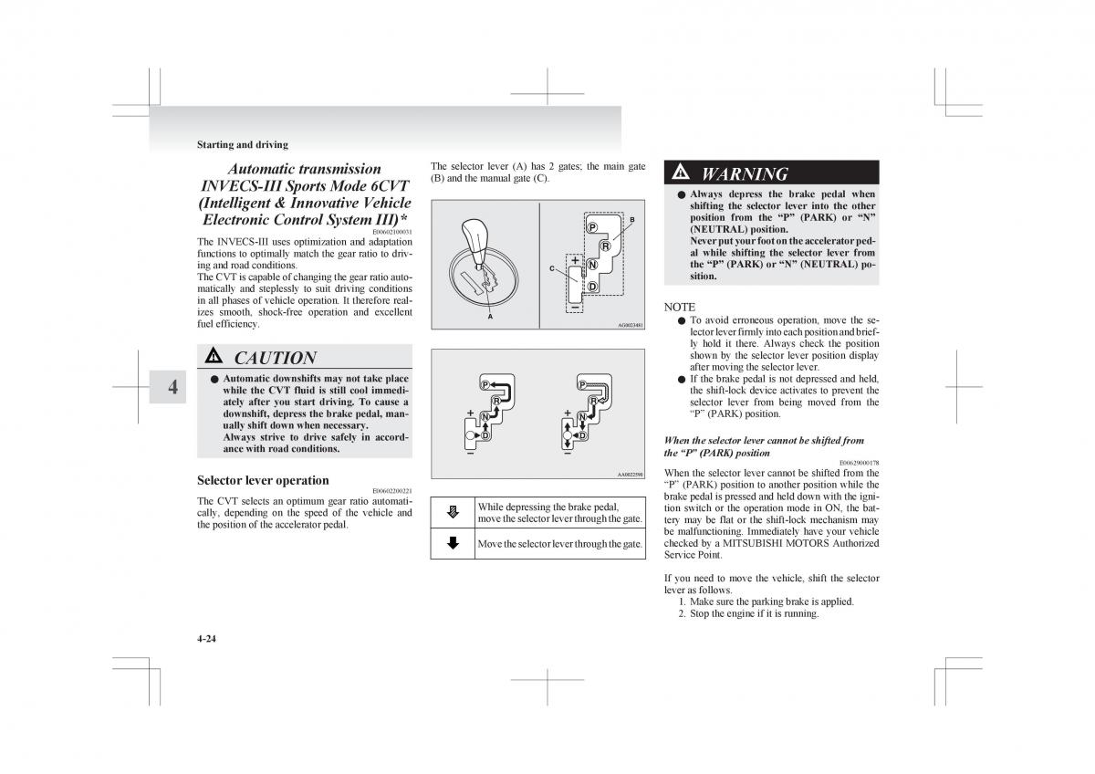 Mitsubishi ASX RVR owners manual / page 176