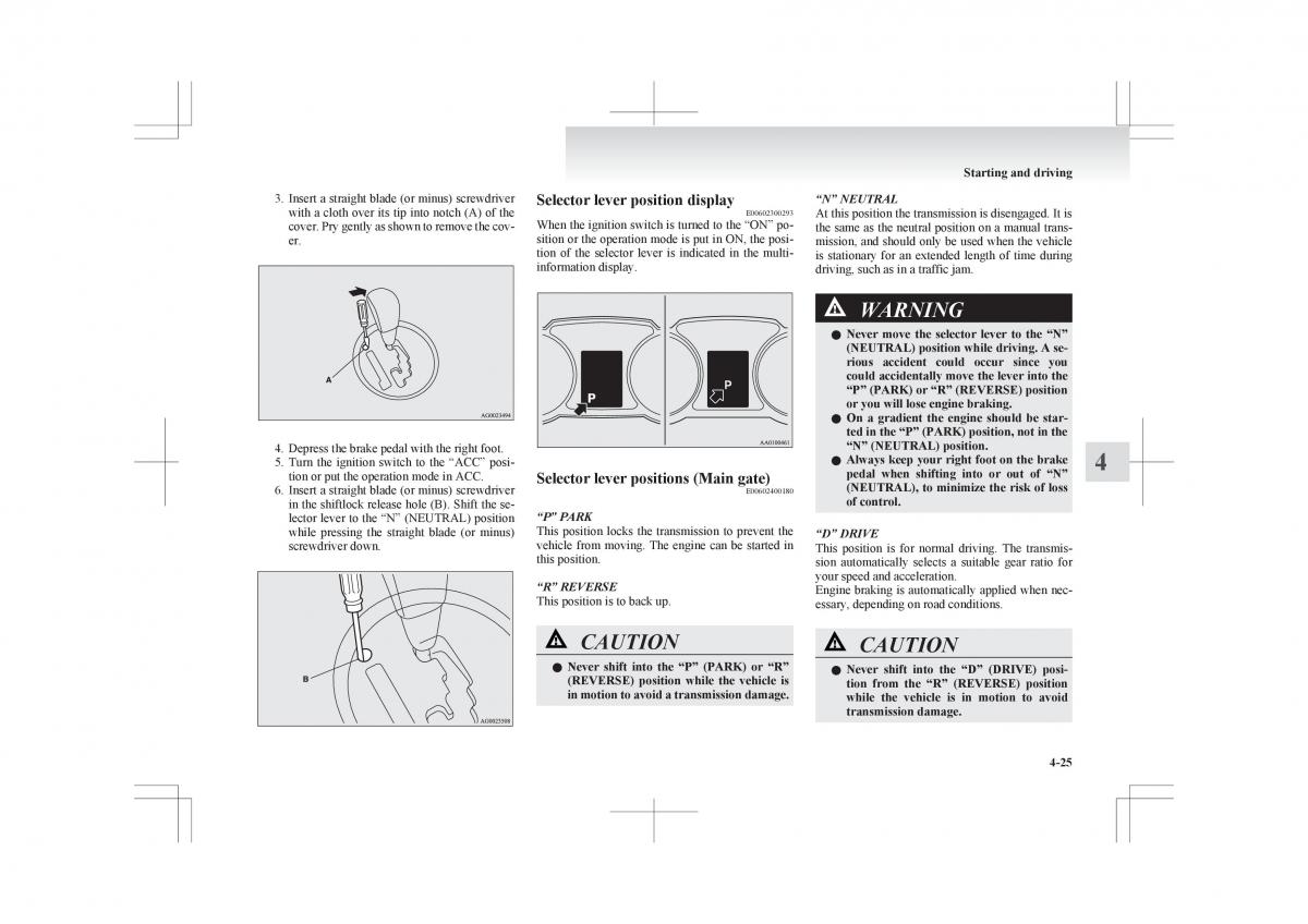 Mitsubishi ASX RVR owners manual / page 177