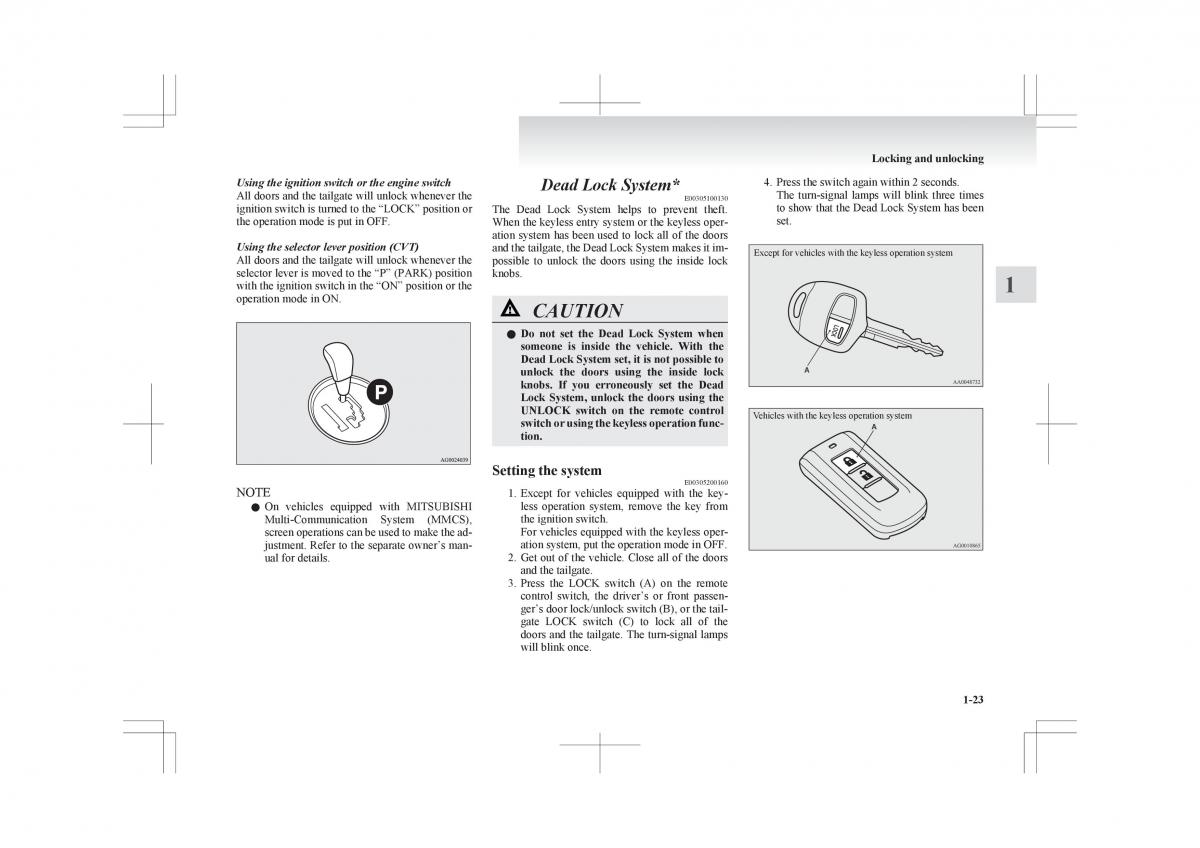 Mitsubishi ASX RVR owners manual / page 45