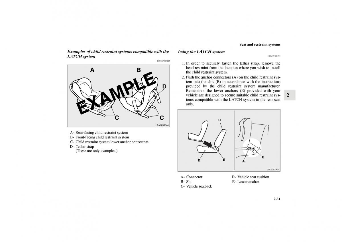 Mitsubishi Lancer Sportback VIII 8 owners manual / page 60