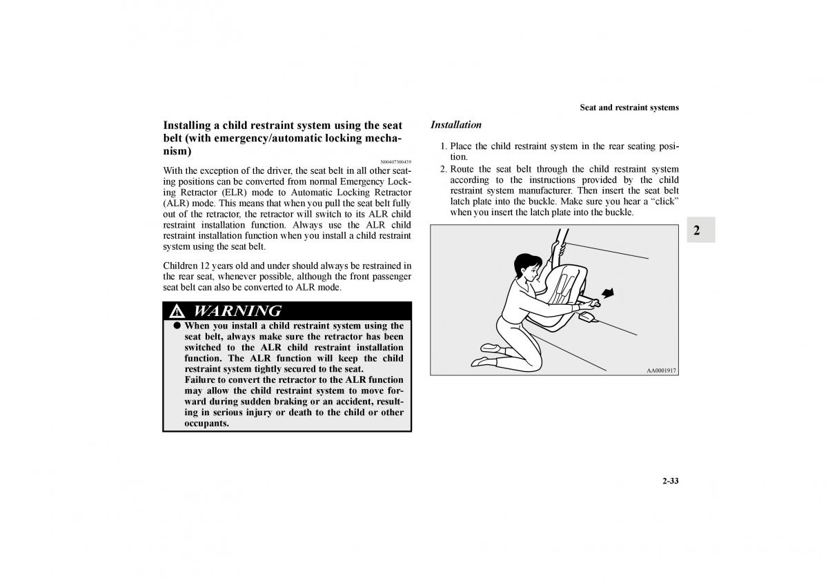 Mitsubishi Lancer Sportback VIII 8 owners manual / page 62