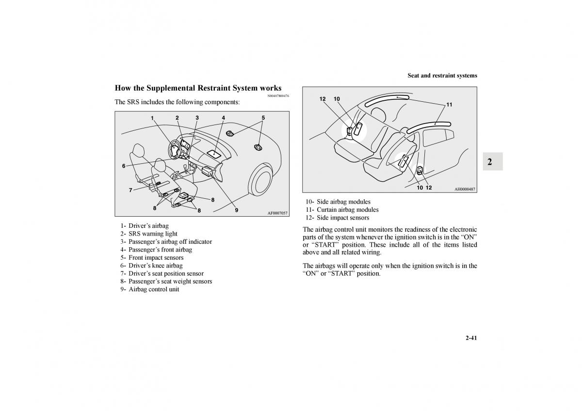 Mitsubishi Lancer Sportback VIII 8 owners manual / page 70