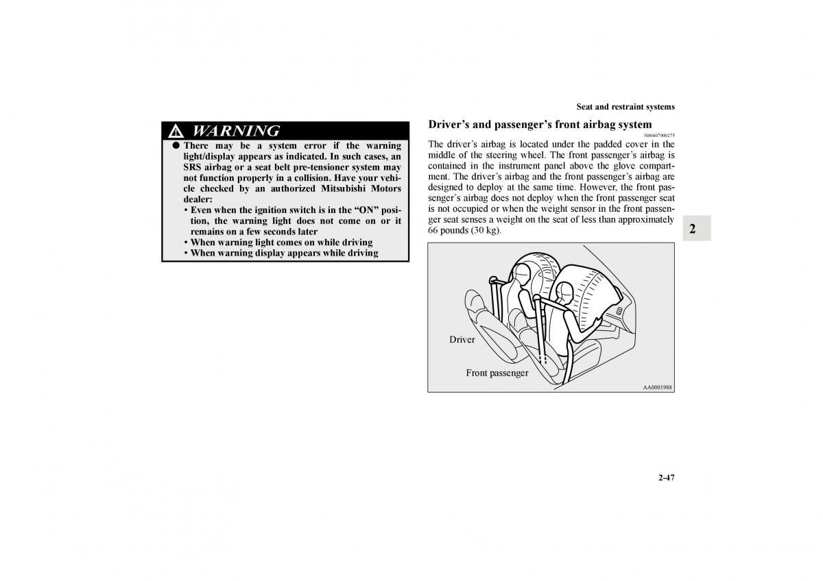 Mitsubishi Lancer Sportback VIII 8 owners manual / page 76