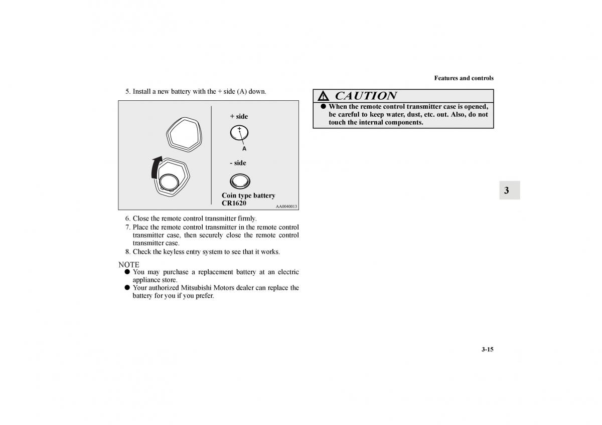 Mitsubishi Lancer Sportback VIII 8 owners manual / page 108