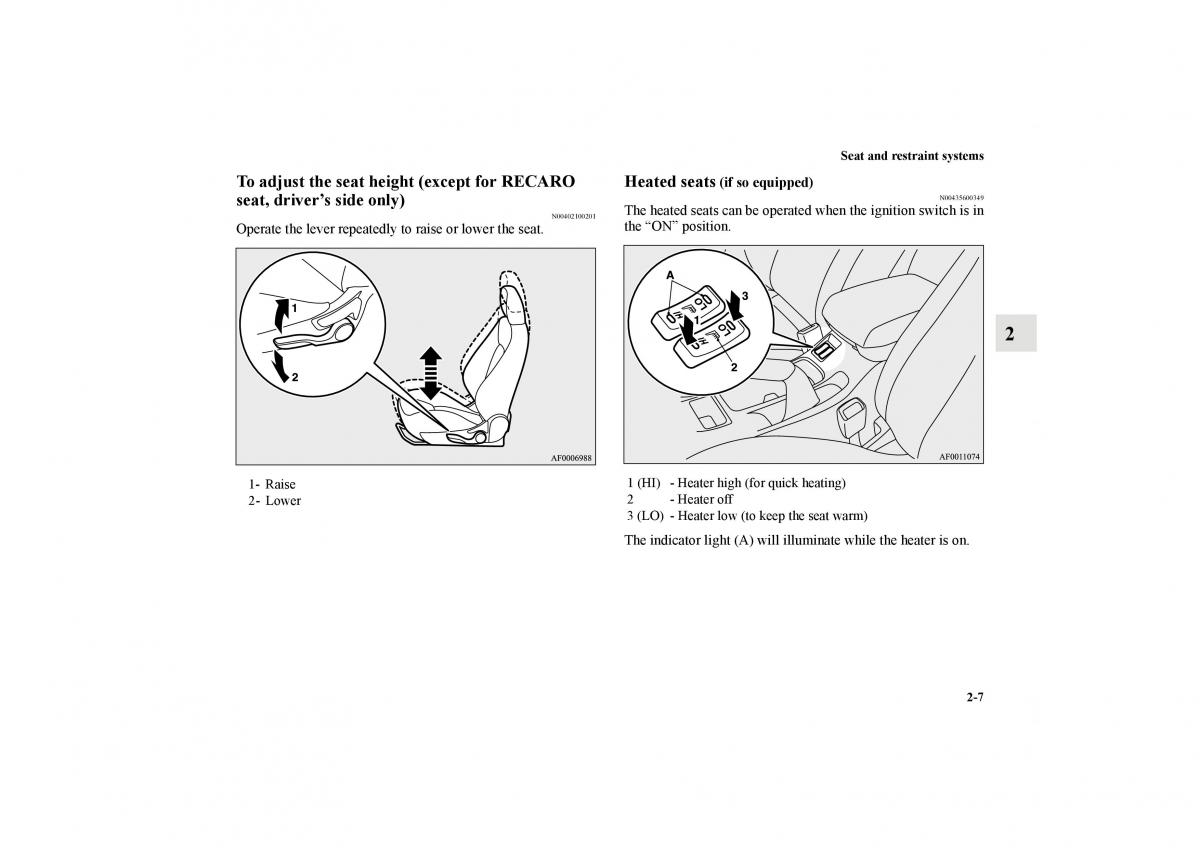 Mitsubishi Lancer Sportback VIII 8 owners manual / page 36