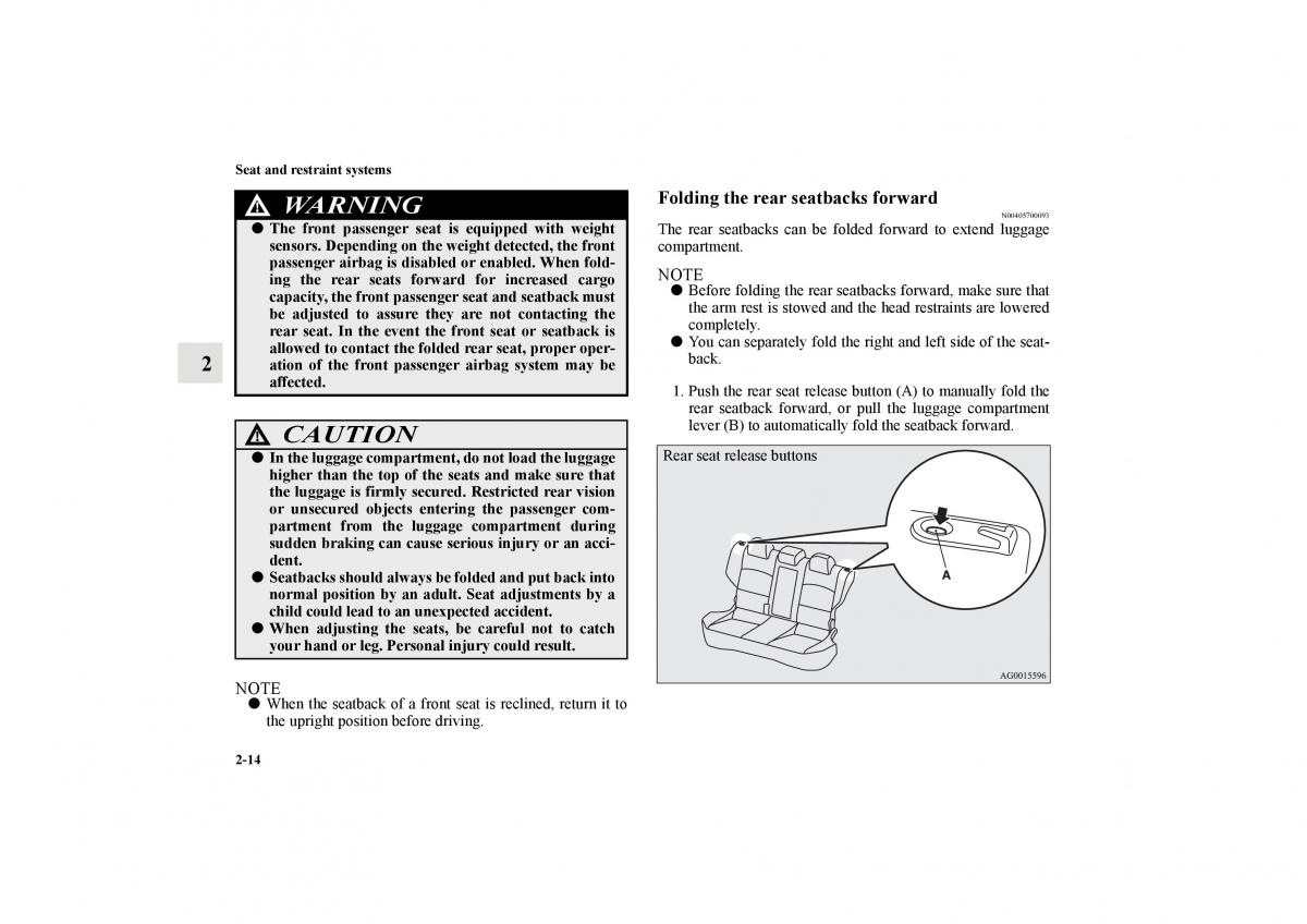 Mitsubishi Lancer Sportback VIII 8 owners manual / page 43